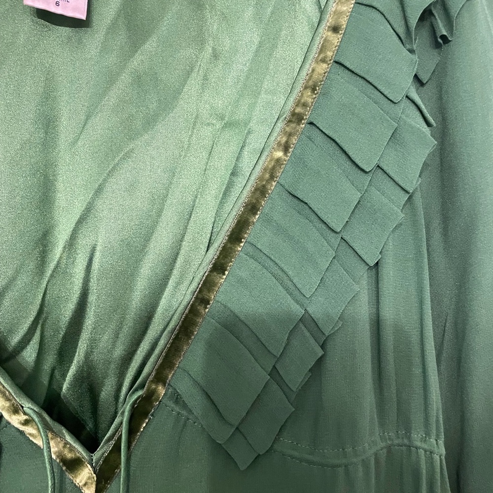 Diane Von Furstenberg 100% Silk Green Dress - Sz 6 - Picture 7 of 11